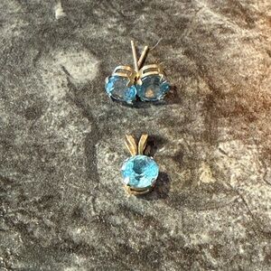 Vintage 14k aquamarine set. No backs.